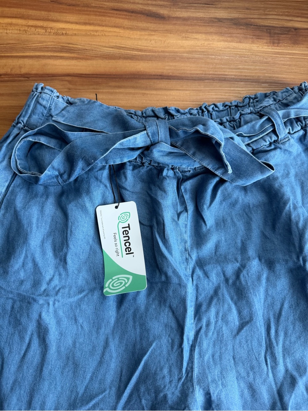 Love Tree Slate Blue Wide-Leg Paperbag Waist Culotte crop Pants - Picture 7 of 9